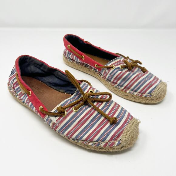 Sperry Striped Espadrille Flats Size 8 - Picture 1 of 9